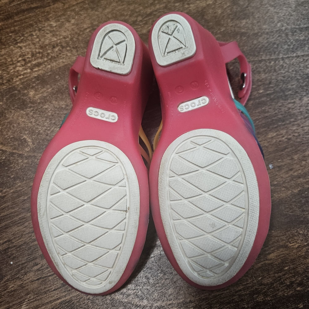 Crocs Huarache Wedge Sandals - Multi-Color Rainbow - Size W7 - Picture 6 of 7